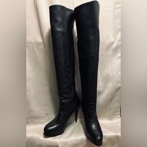STUART WEITZMAN Black Leather Over The Knee High Heels Platform Boots Sz.8 1/2